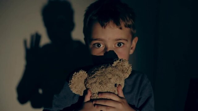 Scared Child Hiding From Father