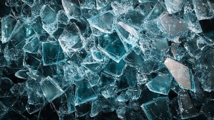 Obraz premium Fragmented Reflections: An Abstract Mosaic of Shattered Blue Glass Pieces