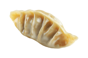 Pan-fried or steamed dumpling Jiaoz with pleated edges, isolated on white transparent background, concept of Asian traditional cuisine
