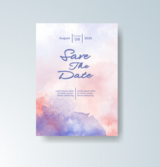 Wedding invitation with abstract watercolor background