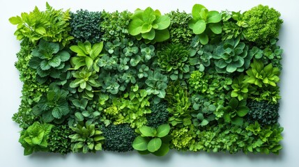 Lush green vertical garden display with variety of succulents and plants