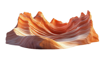 Orange canyon rock layers isolated on transparent background, png