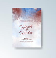 Wedding invitation with abstract watercolor background