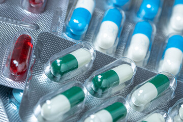 Variety of medicines and drugs.Medicine and healthcare concept.Variety of medicines and...