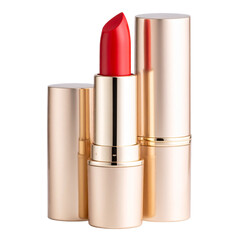 Obraz premium Elegant Red Lipstick in Gold Packaging Closeup Shot