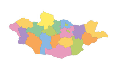 Multicolor Map of Mongolia with Provinces