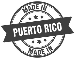 Made in Puerto Rico round sign. Made in Puerto Rico stamp.