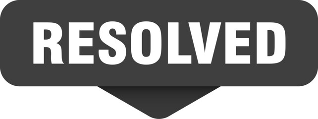 resolved sticker. resolved sign on transparent background