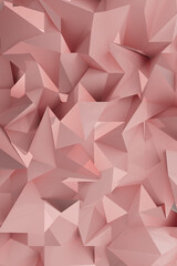 3D geometric pattern in soft pink tones with triangles, pyramids and edges. 3D rendering abstract...