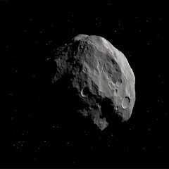 Dark cosmic AI-generated abstract space composition with scattered glowing particles resembling stars planets and nebula dust on deep black background science fiction digital illustration