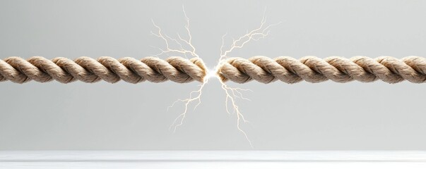 Rope breaking with sparks, symbolizing tension and release.
