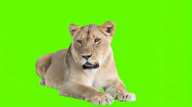 lion and lioness Lioness Resting Green Screen Video | Ultra Realistic 8K Detailed AI Art Style Background
