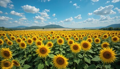 Obraz premium Sunflower field under open sky