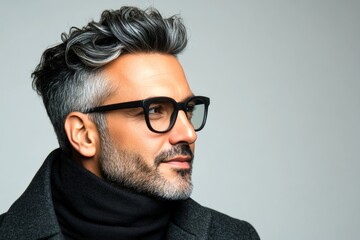 Fototapeta premium A strong and graceful male displaying confidence. A confident and happy man exuding charm. A joyful male captured in a professional portrait. A confident and poised man in a professional settin.