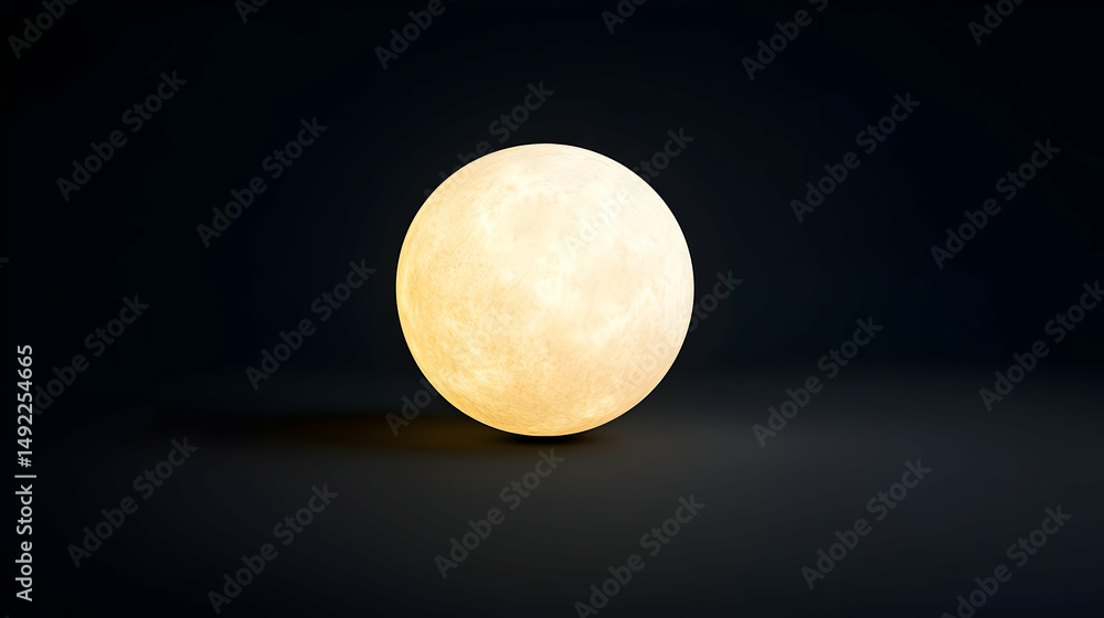 Poster pixelated illuminated moon shaped lamp in dark studio setting