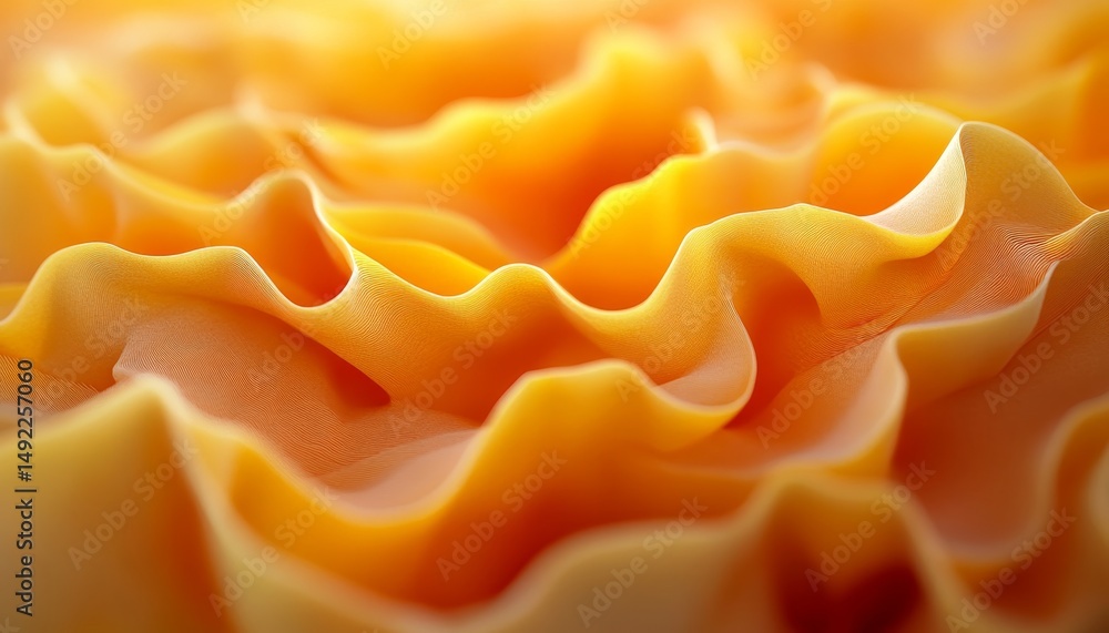 Poster fluid abstract background, yellow and orange layered wavy shapes, dynamic flowing lines, 3d render