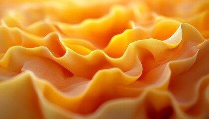 Fluid Abstract Background, Yellow And Orange Layered Wavy Shapes, Dynamic Flowing Lines, 3D Render