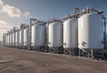 Obraz premium Hydrogen production facility, pipelines, tanks, and related equipment , process, infrastructure, parts