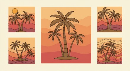 Obraz premium Sunset Palm Oasis AI Generated