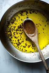 Infusing olive oil with lemon zest, garlic, and red pepper