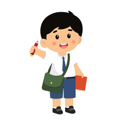 Boy Middle School Showing Pencil Illustration