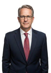 Confident Businessman in Dark Suit with Glasses - Professional Corporate Executive Portrait for Leadership, Success, and Business Themes

