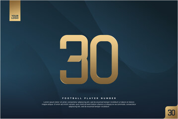 Modern Gold Number 30 on Dark Blue Background for Football Jersey Design