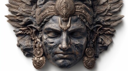 Obraz premium Indoor gallery showcasing a detailed close-up of artistic lord shiva sculpture textures