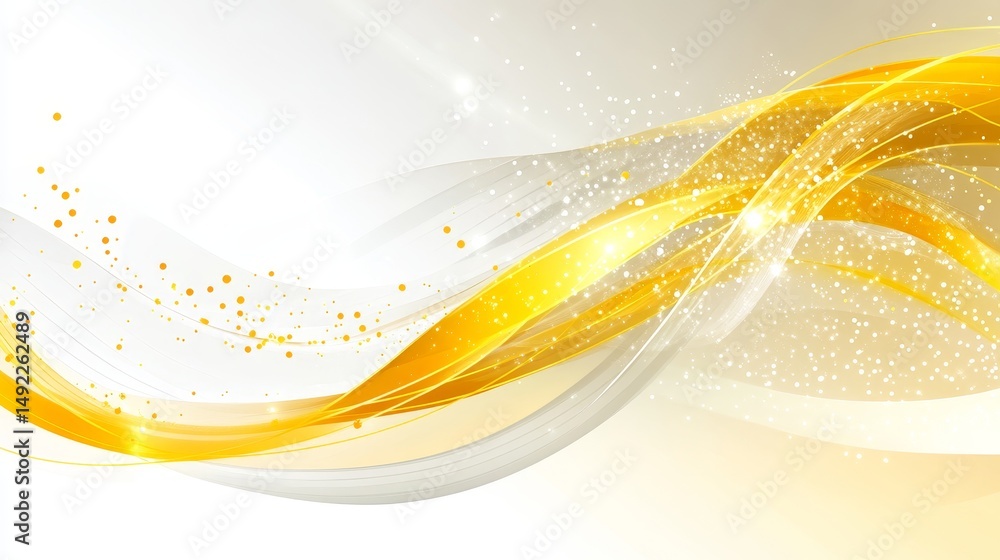 Poster abstract glowing gold waves background, smooth flowing curves and dynamic forms for gentle design