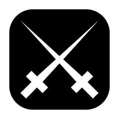 Crossed swords icon, representing battle, duel or medieval fight.