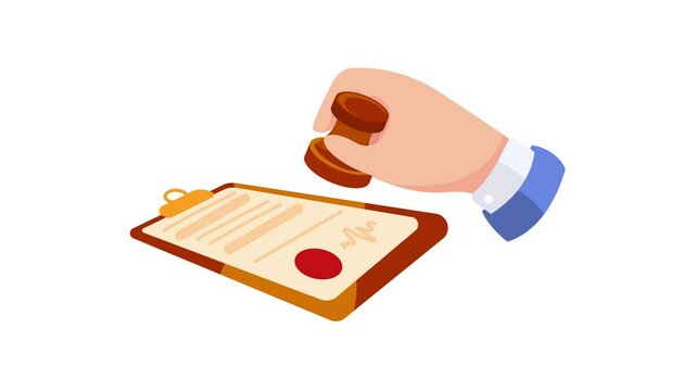 Hand stamping document on clipboard with and without green screen