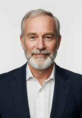Senior Male Executive Portrait with Gray Beard in Business Suit - Professional Headshot