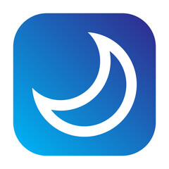 Crescent moon icon, night symbol in flat design.