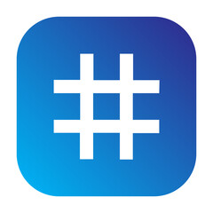 Tic-tac-toe or hashtag grid icon, flat grid symbol.