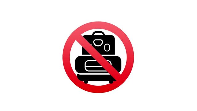 No luggage allowed sign on white and green screen