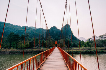 Obraz premium The most beautiful Viewpoint over song river Landmark in Vang Vieng,Laos 