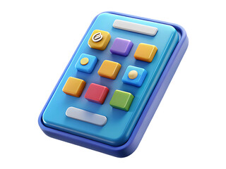 Colorful 3D Render of a Mobile App Interface with Buttons