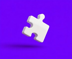 Fototapeta premium Isolated White Puzzle Piece on Purple Background Symbolizing Problem Solving