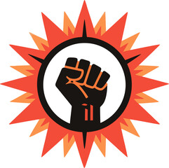 Revolutionary Fist Icon in Exploding Starburst – Bold Vector Emblem of Protest, Power, and Resistance
