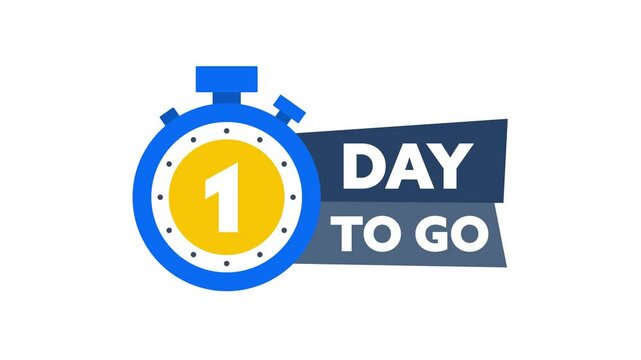 One day to go with stopwatch timer animation on white and green screen background