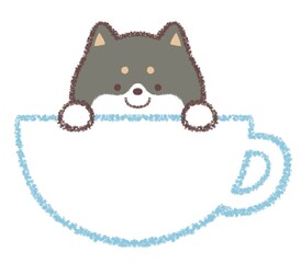 黒柴犬のコーヒーカップフレーム