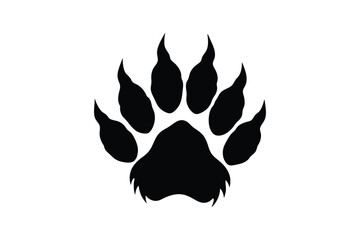 Silhouette art illustration of a werewolf paw print with claw marks.eps