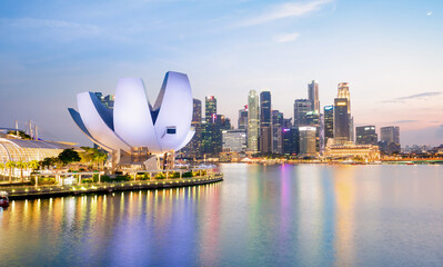  The most beautiful Viewpoint marina bay, Asia business concept image, panoramic modern cityscape...