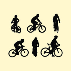 Obraz premium Cyclist Bicycle Rider Simple Silhouette Vector Set Collection