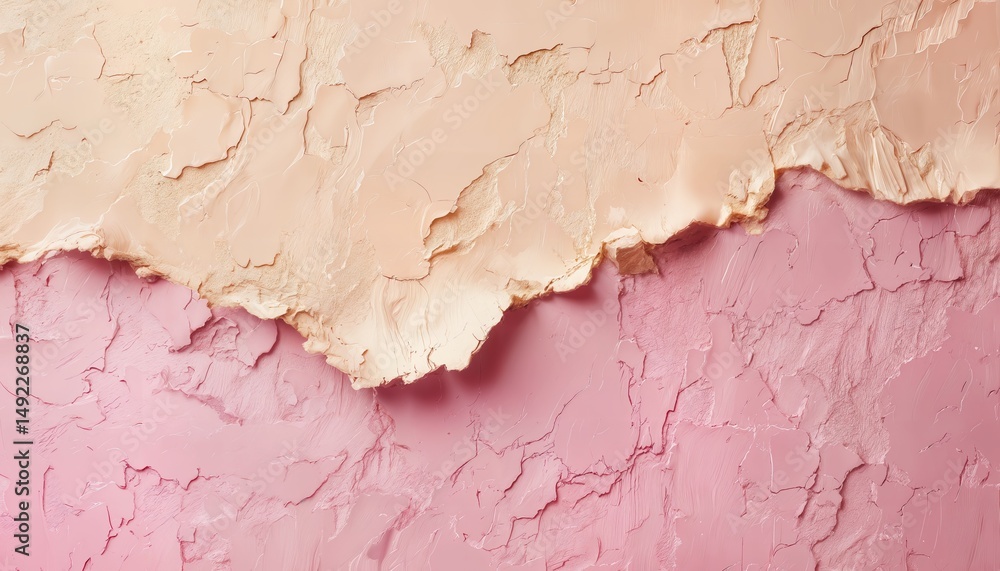 Poster a textured surface with a torn edge transitioning from a pale peach to a soft pink creates an abstra