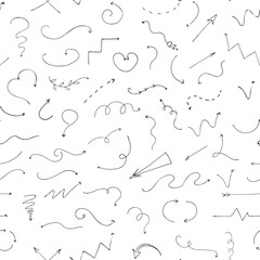 Seamless Doodle Arrow Pattern on White Background
