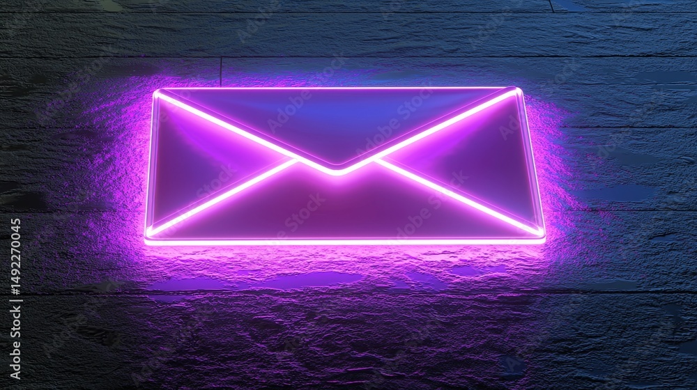 Poster a high-tech floor on a black background serves as the setting for a 3d rendered email technology sym