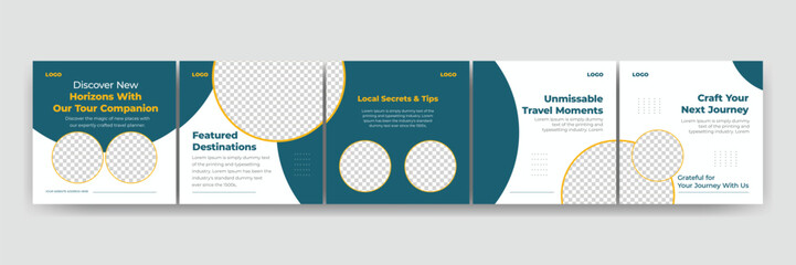 Set of Instagram Carousel Templates for Travel & Tourism
