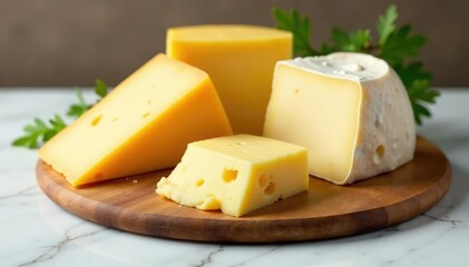 Assortment of Italian cheeses on white marble , marble, ingredient