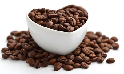Fototapeta premium Heart Shaped Bowl of Roasted Coffee Beans